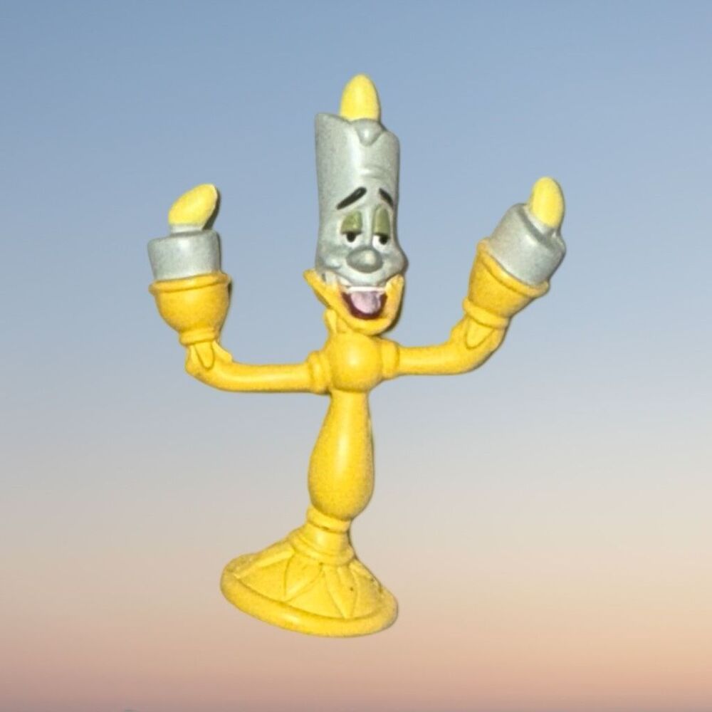 Mini Disney Beauty & Beast Lumiere Plastic Bendie Bendable Figure 1.5” B22